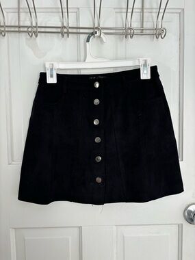 Zara Black Button-Front Mini Skirt